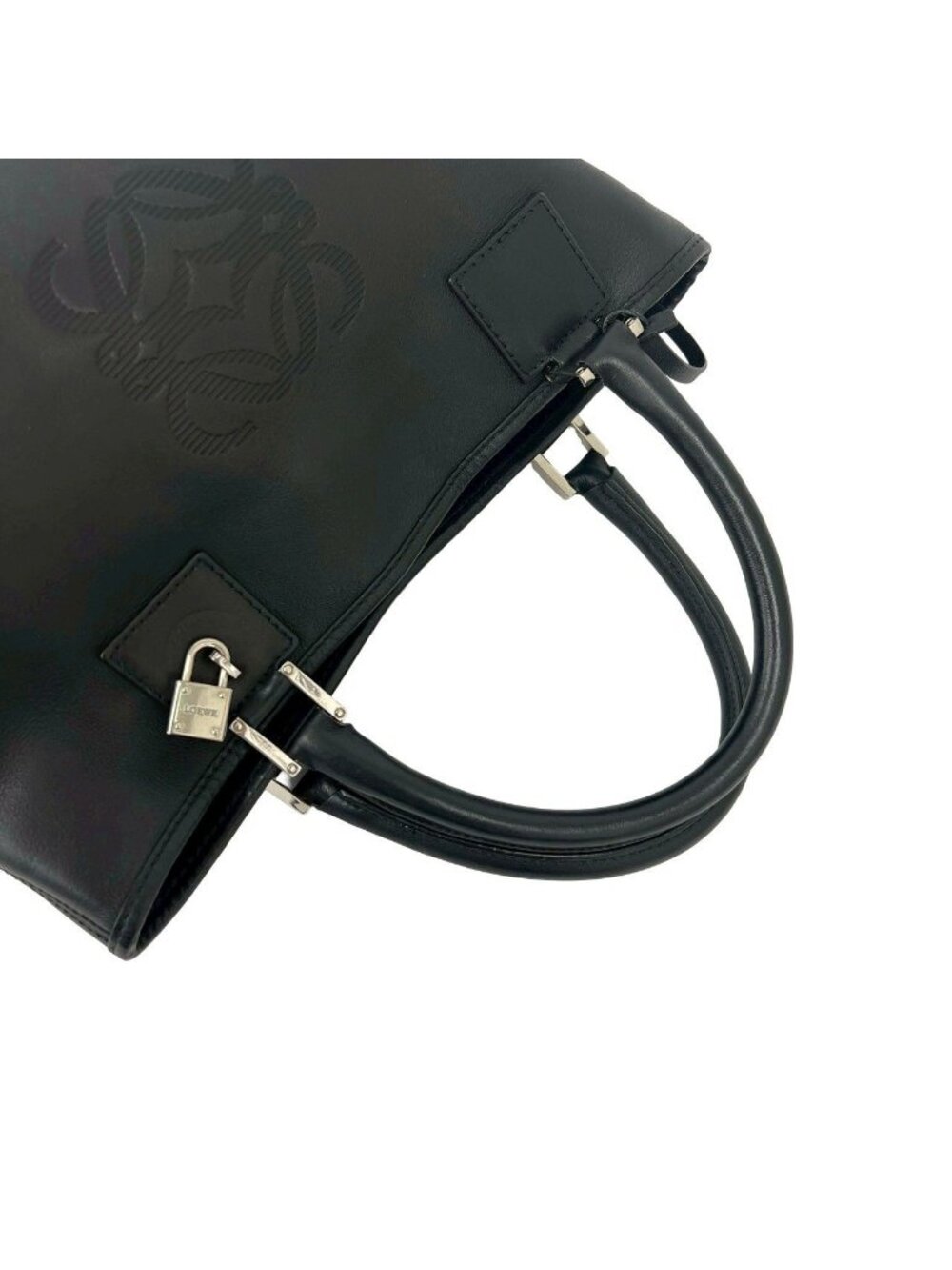 Loewe Key with Cadena Anagram Logo Leather Handbag Mini Tote Black - Picture 4 of 10
